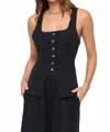 L*space Sofie Button Down Vest In Black In Black
