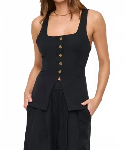 L*SPACE SOFIE BUTTON DOWN VEST IN BLACK