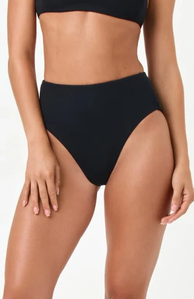 L*space Lspace Soleil High Waist Rib Bikini Bottoms In Black