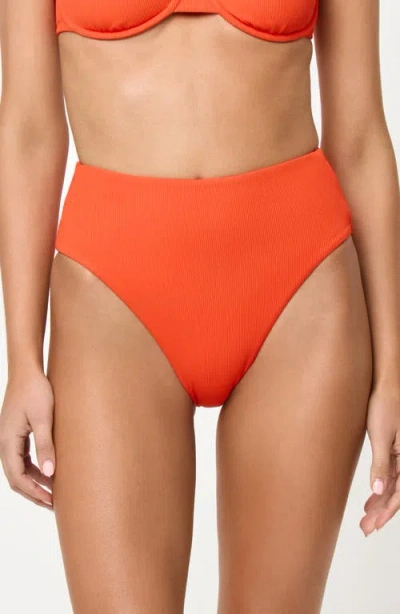 L*space Lspace Soleil High Waist Rib Bikini Bottoms In Orange