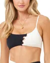 L*space Lspace Solstice Cutout Colorblock Bikini Top In Black/cream