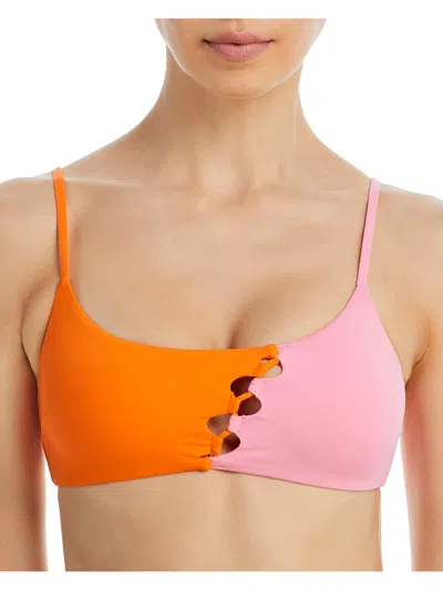 L*space Solstice Top Womens Nylon Bikini Swim Top In Orange