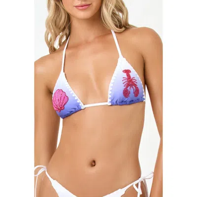 L*space Lspace Sonia Beaded Embroidered Bikini Top In Blue