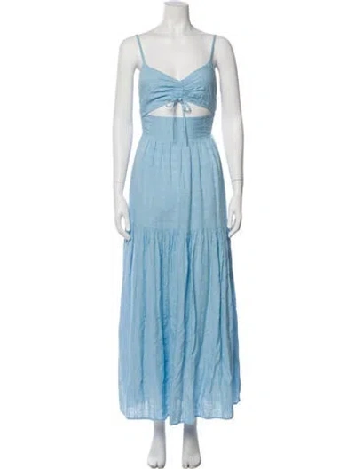 Pre-owned L*space Square Neckline Long Dress In Blue