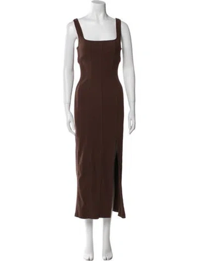 Pre-owned L*space Square Neckline Long Dress In Brown