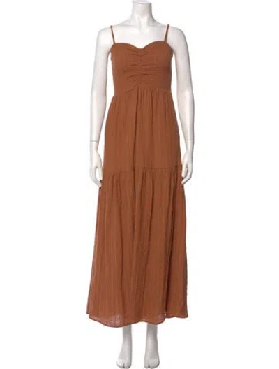 Pre-owned L*space Square Neckline Long Dress In Brown