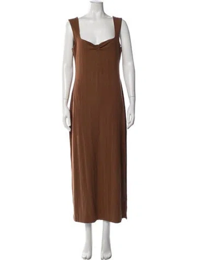 Pre-owned L*space Square Neckline Long Dress In Brown
