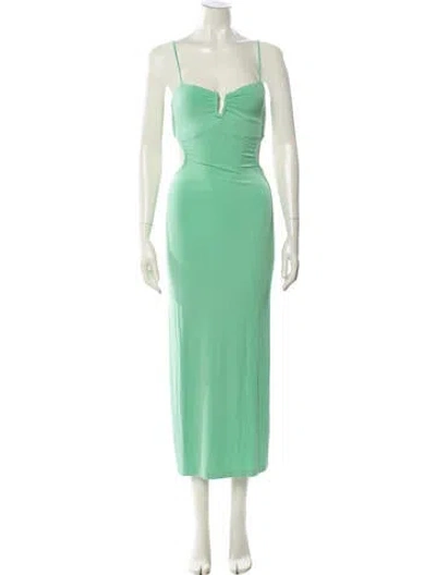 Pre-owned L*space Square Neckline Long Dress In Green