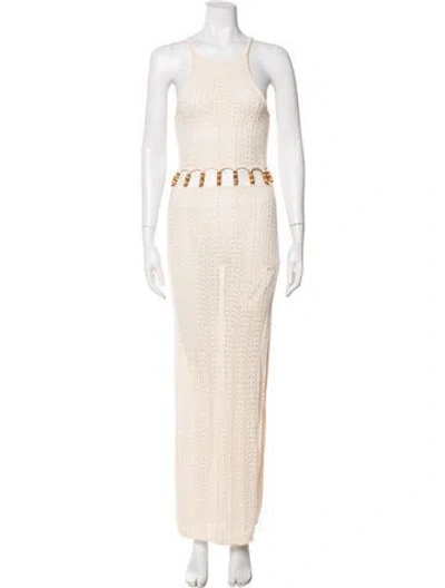 Pre-owned L*space Square Neckline Long Dress In Neutral