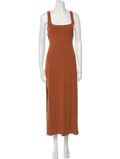 Pre-owned L*space Square Neckline Long Dress In Orange