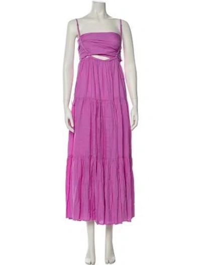 Pre-owned L*space Square Neckline Long Dress In Purple
