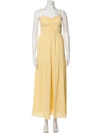 Pre-owned L*space Square Neckline Long Dress In Yellow
