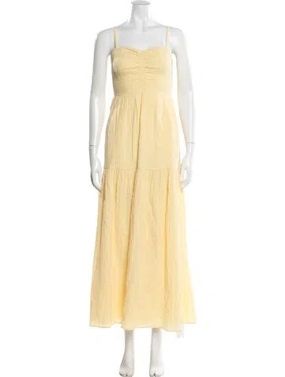 Pre-owned L*space Square Neckline Long Dress In Yellow