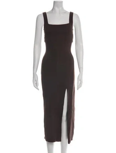 Pre-owned L*space Square Neckline Midi Length Dress In Brown