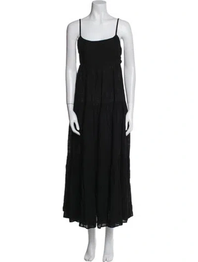 Pre-owned L*space Square Neckline Midi Length Dress W/ Tags In Black