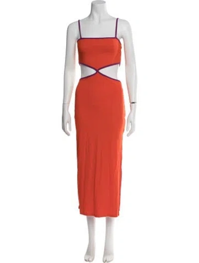 Pre-owned L*space Square Neckline Midi Length Dress W/ Tags In Orange