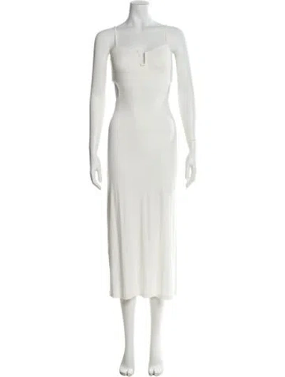 Pre-owned L*space Square Neckline Midi Length Dress W/ Tags In White