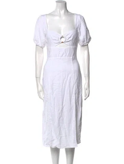 Pre-owned L*space Square Neckline Midi Length Dress In White