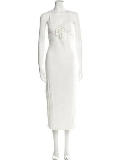 Pre-owned L*space Square Neckline Midi Length Dress In White