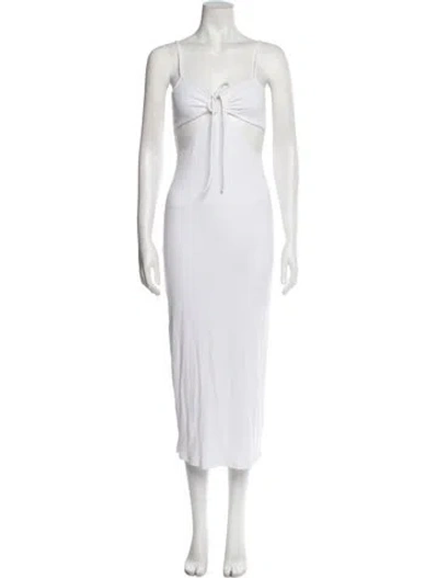 Pre-owned L*space Square Neckline Midi Length Dress In White