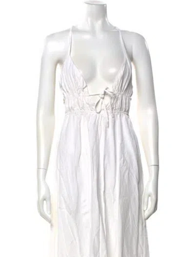 Pre-owned L*space Square Neckline Midi Length Dress In White