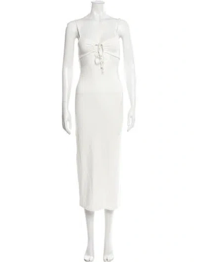 Pre-owned L*space Square Neckline Midi Length Dress In White