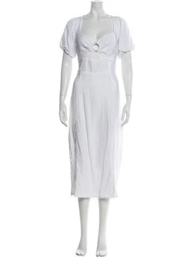 Pre-owned L*space Square Neckline Midi Length Dress In White