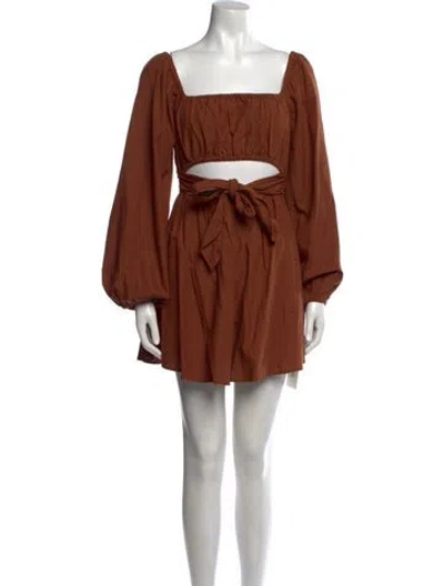 Pre-owned L*space Square Neckline Mini Dress In Brown