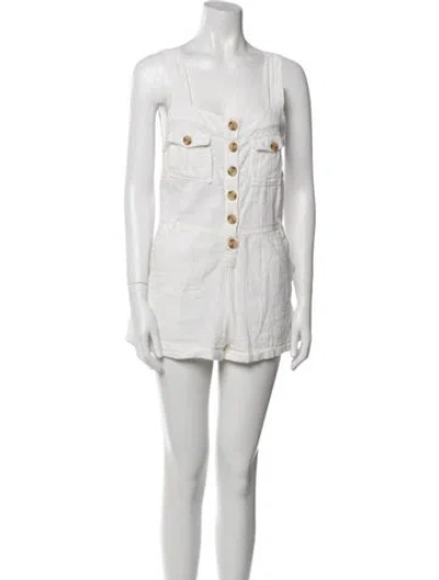 Pre-owned L*space Square Neckline Romper In Neutral