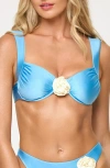 L*space Lspace Stella Rose Appliqué Bikini Top