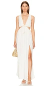 L*space Lspace Eliza Cutout Cover-up Halter Dress In Cream