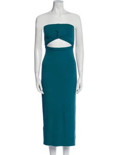 Pre-owned L*space Strapless Midi Length Dress In Blue