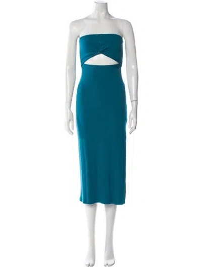 Pre-owned L*space Strapless Midi Length Dress In Blue