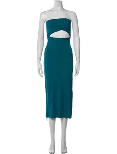 Pre-owned L*space Strapless Midi Length Dress In Blue