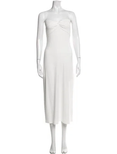 Pre-owned L*space Strapless Midi Length Dress In White