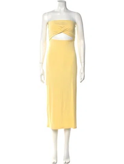 Pre-owned L*space Strapless Midi Length Dress In Yellow