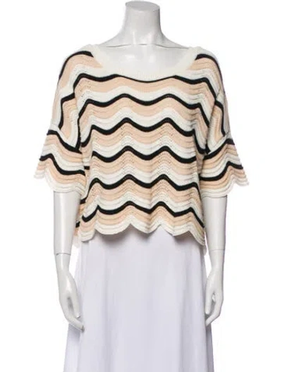 Pre-owned L*space Striped Bateau Neckline Sweater In Neutral