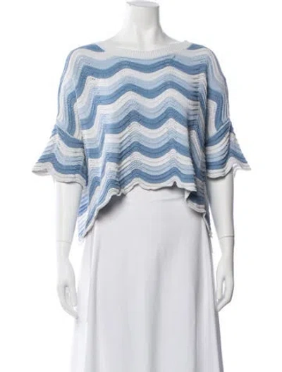 Pre-owned L*space Striped Crew Neck Sweater In Blue/white