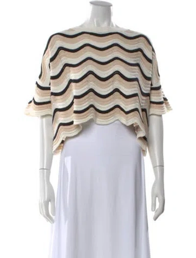 Pre-owned L*space Striped Crew Neck Sweater In Neutral