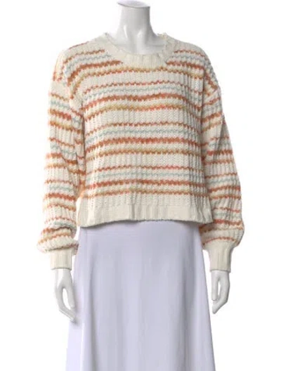 Pre-owned L*space Striped Crew Neck Sweater In Neutral