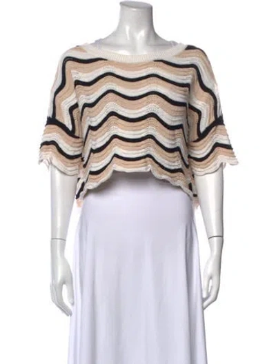 Pre-owned L*space Striped Crew Neck Sweater In Neutrals