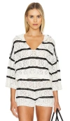 L*space Lspace Diamond Eyes Stripe Cover-up Hoodie In White