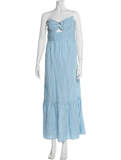 Pre-owned L*space Striped Long Dress In Blue