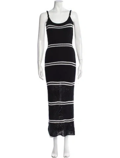 Pre-owned L*space Striped Long Dress In Blue