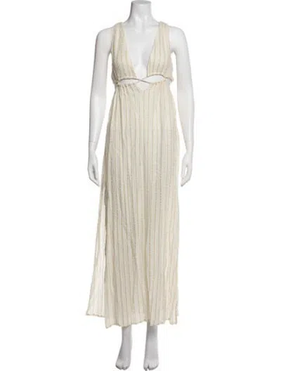 Pre-owned L*space Striped Long Dress In Gold/neutrals