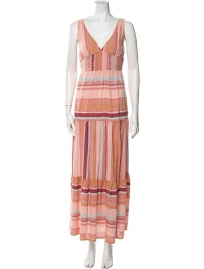 Pre-owned L*space Striped Long Dress In Pink