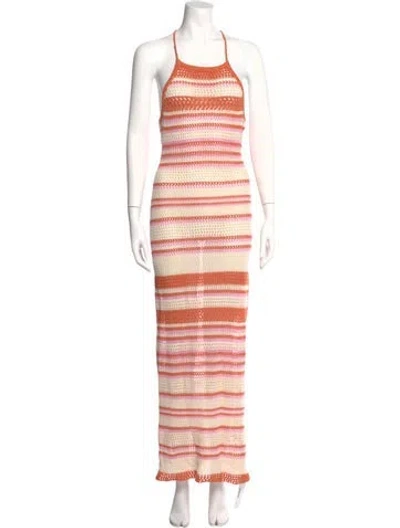 Pre-owned L*space Striped Long Dress In Pink