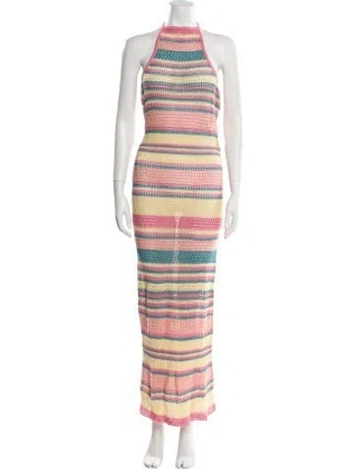 Pre-owned L*space Striped Long Dress In Pink