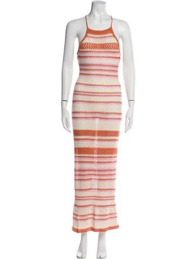 Pre-owned L*space Striped Long Dress In Pink