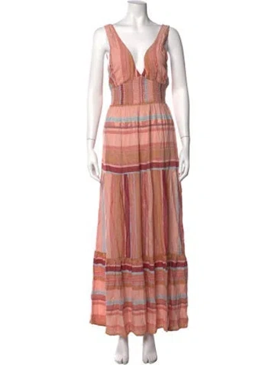 Pre-owned L*space Striped Long Dress In Pink